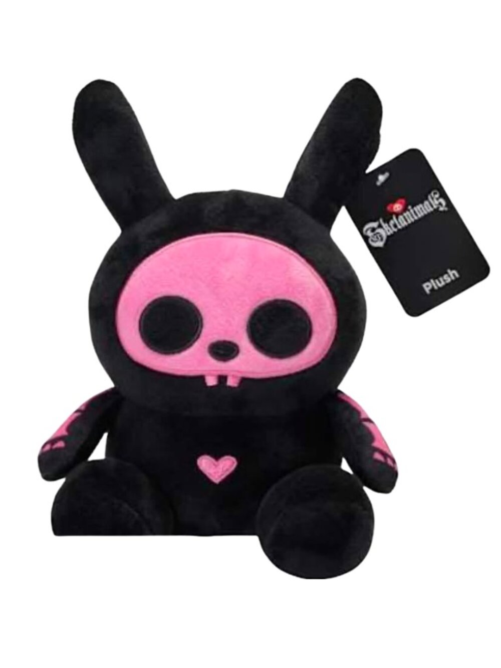 Skelanimals Pink Black Plush Bunny Stuffed Animal Toy NWT New